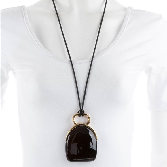 Isabel Marant Jewelry - Isabel Marant Black and Gold Long Pendant Necklace